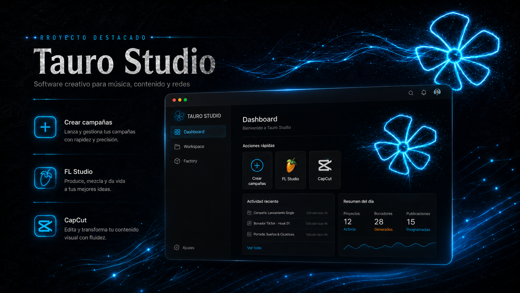 Tauro Studio dashboard